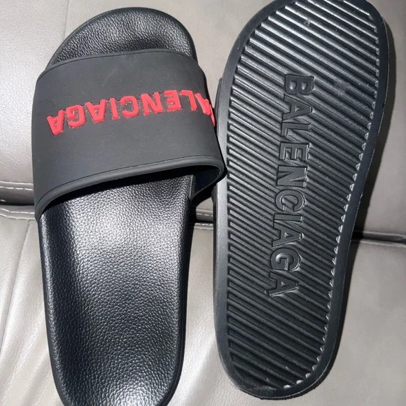 Balenciaga | Shoes | Balenciaga Black And Red Sandals Sleek  display picture 1
